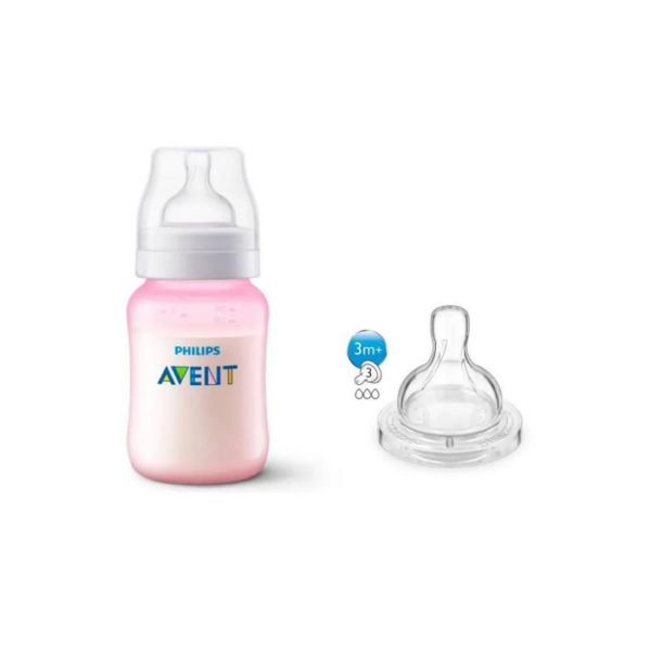 Set Tetero Philips Avent Niña Anti Cólico 9 Oz + Tetina 3 Oriicios – Outlet